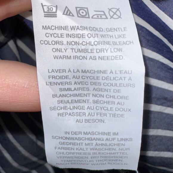 JCrew Blue White Striped Off The Shoulder Cotton Long Sleeve Top Size 14 - Picture 7 of 16